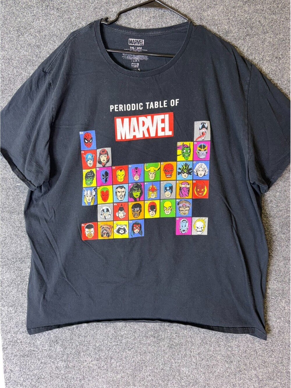 Marvel Comics T Shirt Mens 3XL Black Periodic Table Of Marvel Superheroes Graphi